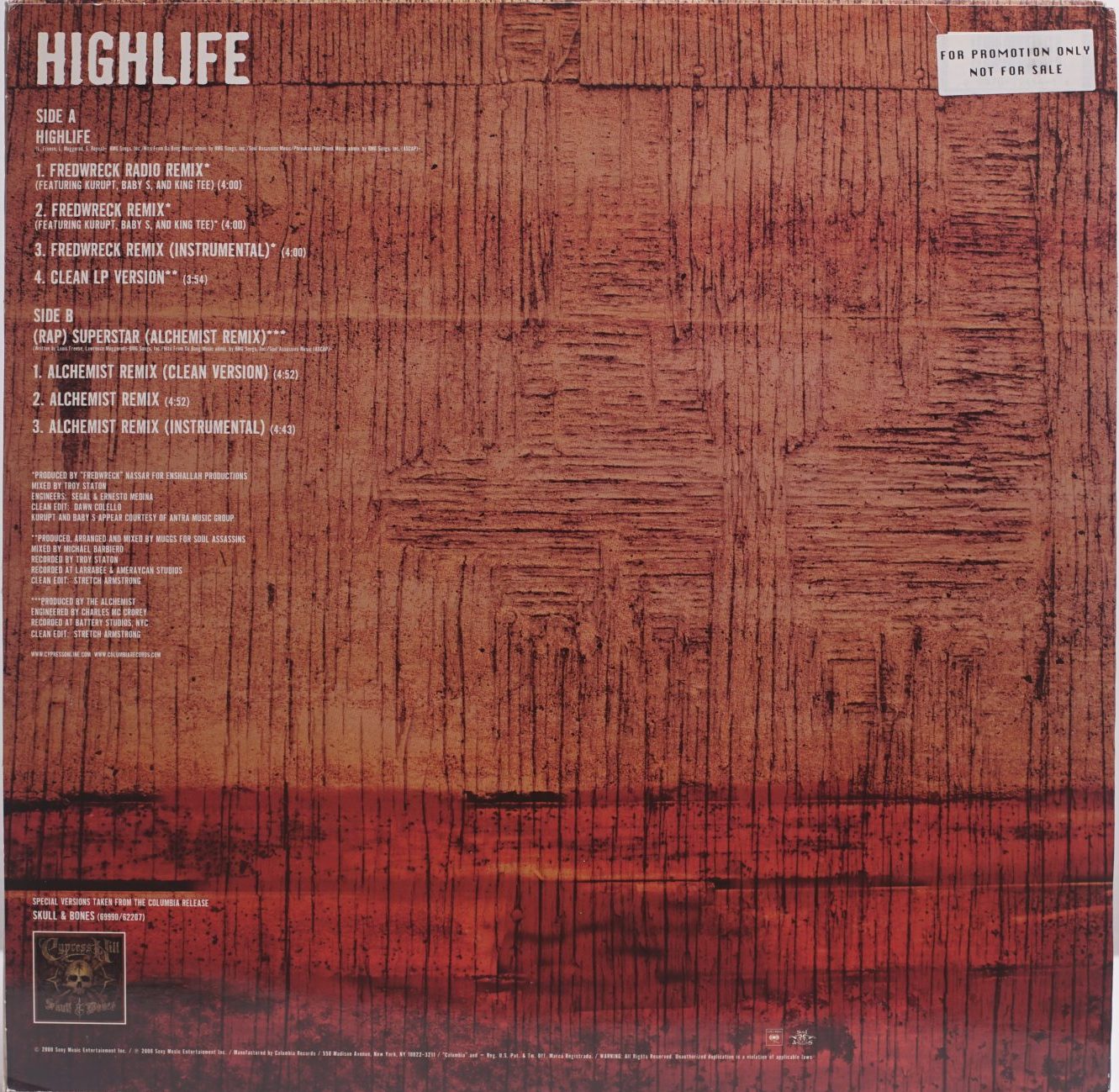 Cypress Hill - High Life (Back Cover)