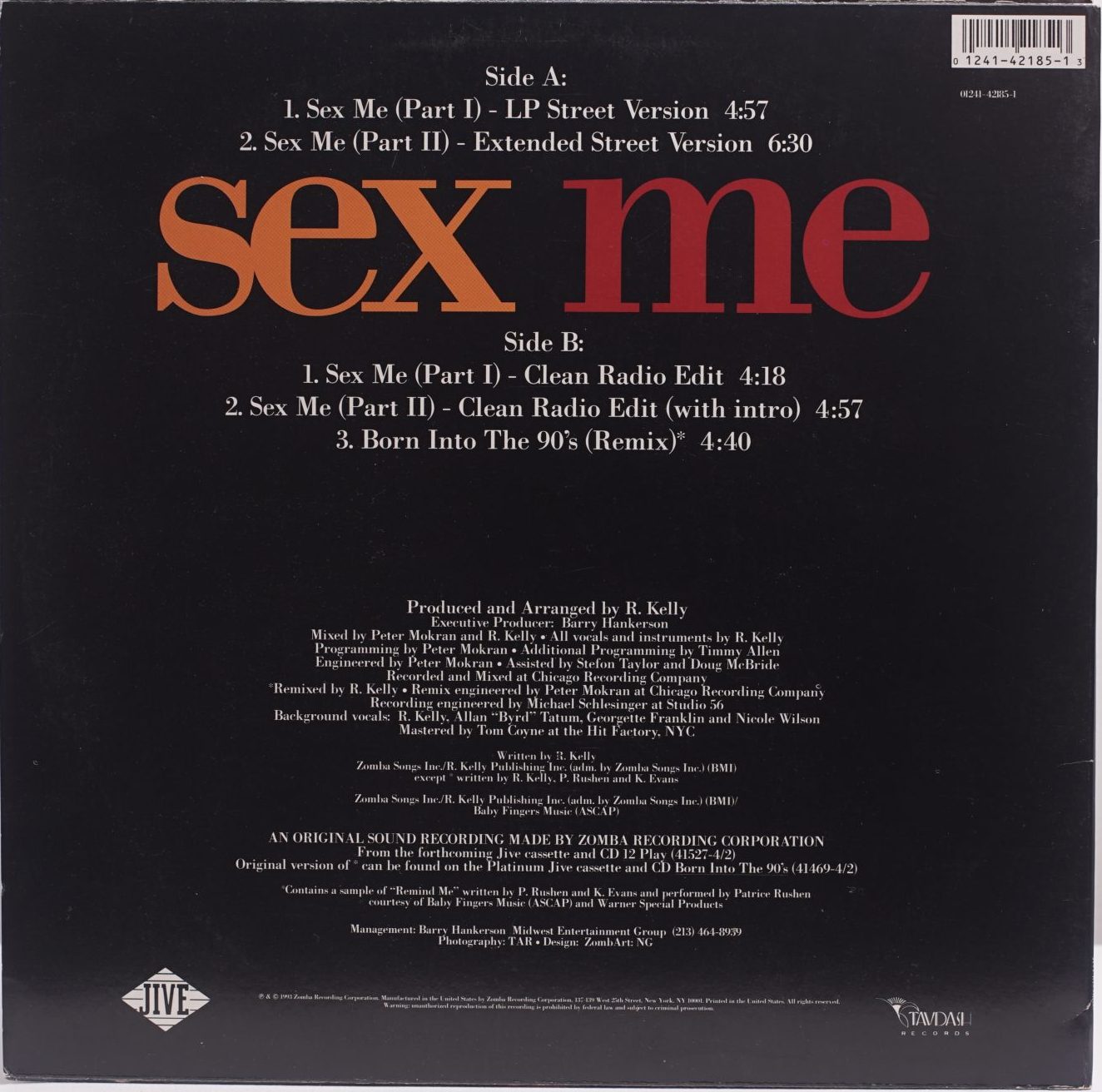 R. Kelly - Sex Me (Parts I & II) (Back Cover)